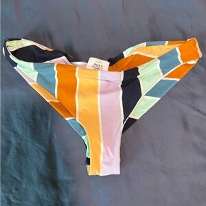 Roxy Pastel Stripe Swim Bottom in Mint, Teal, Orange, Lavender